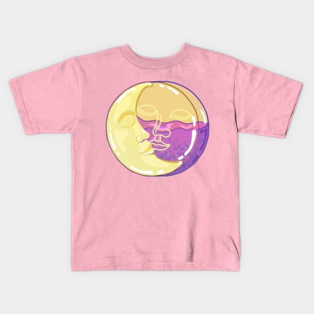 Vintage Sun and Moon Faces Kids T-Shirt by NOSSIKKO